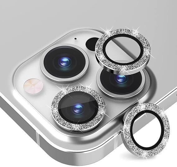 Vinylzone Iph 11/11 Pro/12/12 Pro Sliver Diamond Camera Ring Lens Protector Anti Scratch Tempered Glass Camera Rig-picture-42