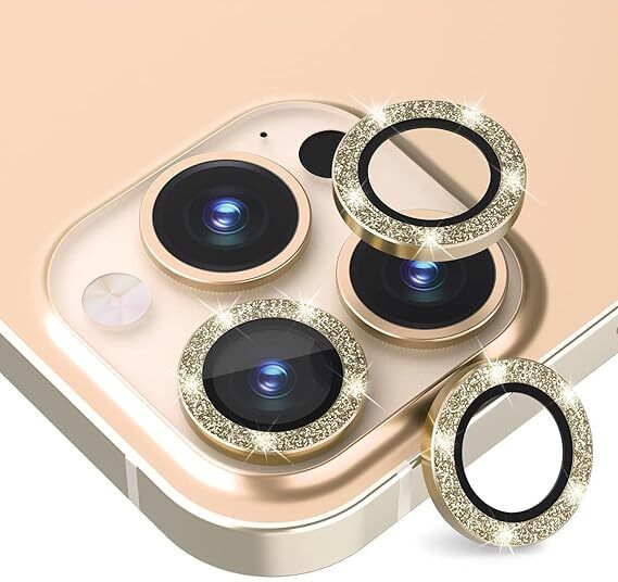 Vinylzone Iph 11/11 Pro/12/12 Pro Gold Diamond Camera Ring Lens Protector Anti Scratch Tempered Glass Camera Rig-picture-27