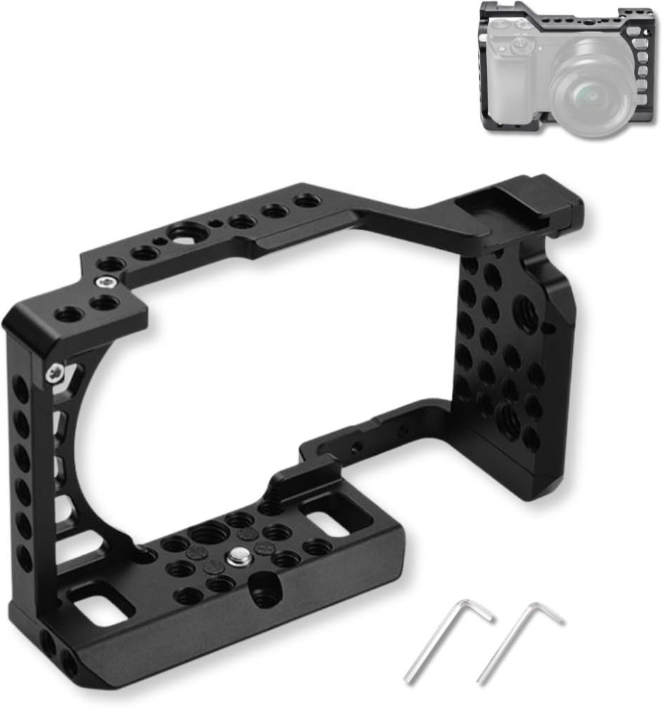 Crysendo Protective Rig Frame with Cold Shoe Mount & Threads Camera Mount Cage (Black) Camera Rig-image-14
