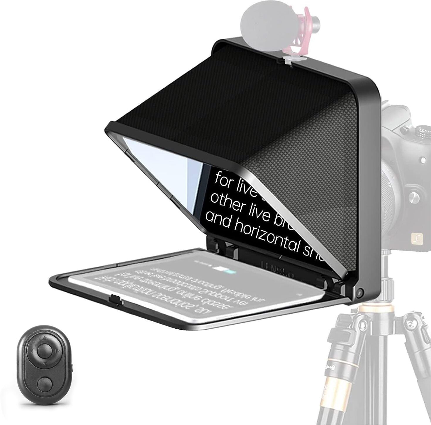 Hiffin LENSGO TC7 8” Teleprompter for iPad Tablet Smartphone DSLR Camera w/Remote Control, Camera Rig-picture-12