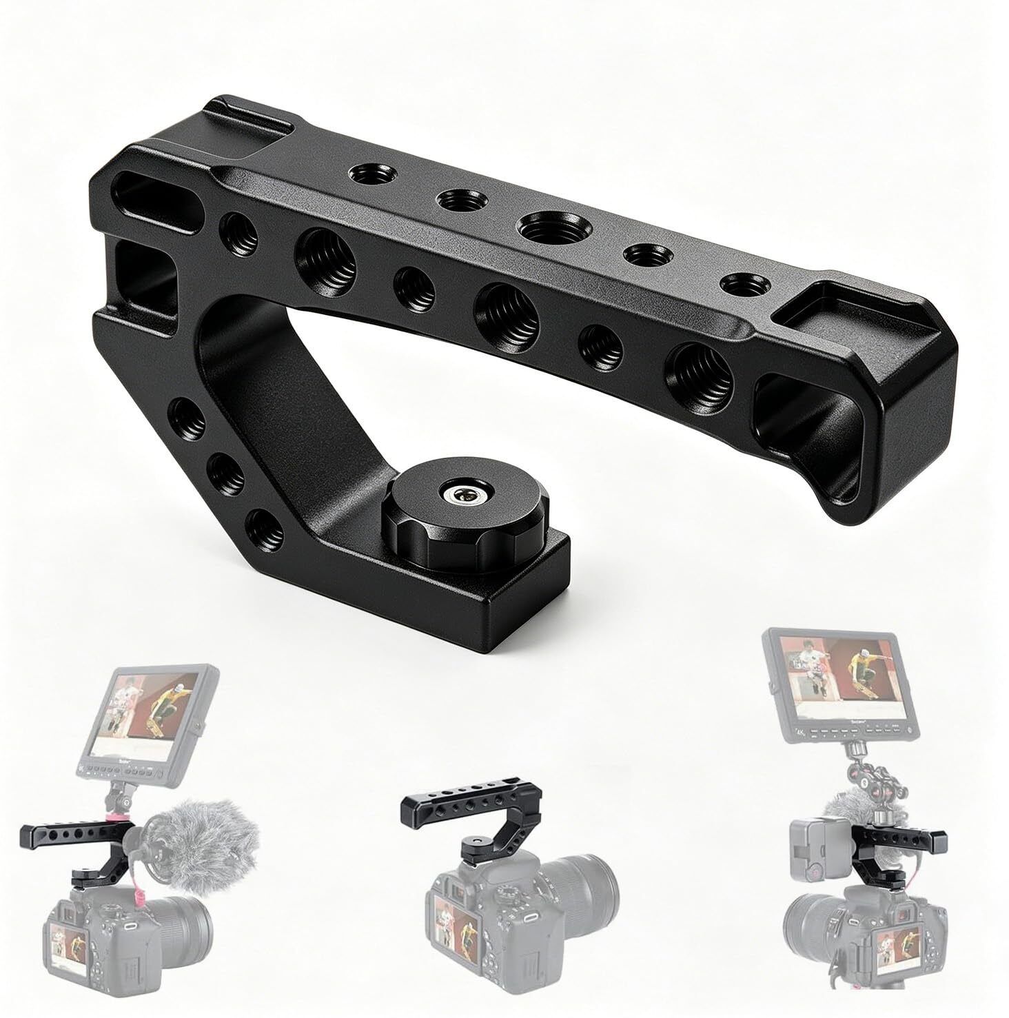 Zorbes Aluminum Alloy Camera Top Handle with Threaded Mounts for DSLR Rig Setup Aluminum Camera Top Handle Grip Camera Rig-image-23