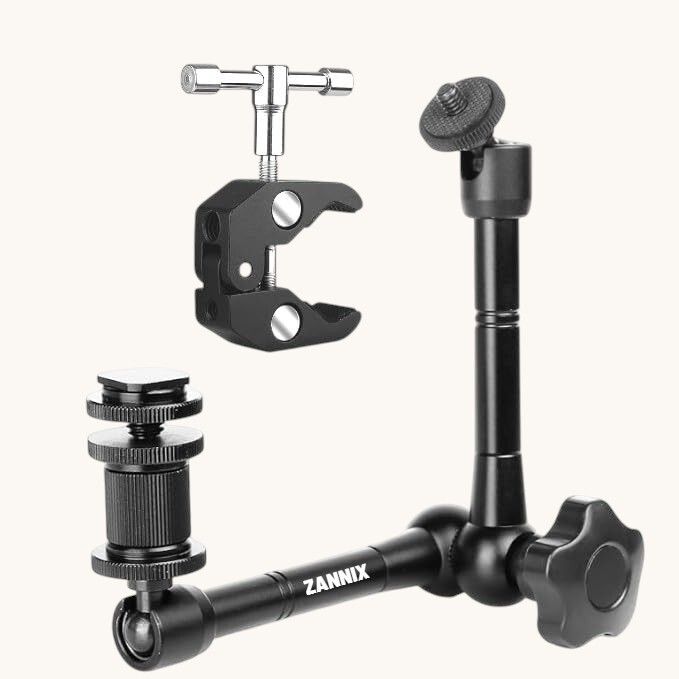ZANNIX 11" (28cm) Adjustable Magic Arm with Super Clamp, 1/4" & 3/8" Threads, 360° Rotatable Heavy Duty Mount Camera Rig-picture-22