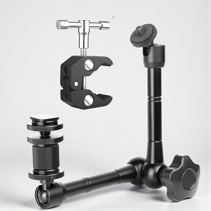 FLYING COLLECTION 11" Articulating Magic Arm Clamp with Super Clamp, Camera Monitor Mount with 1/4" 3/8" ARRI Locating Pins & Holes Camera Rig-picture-15