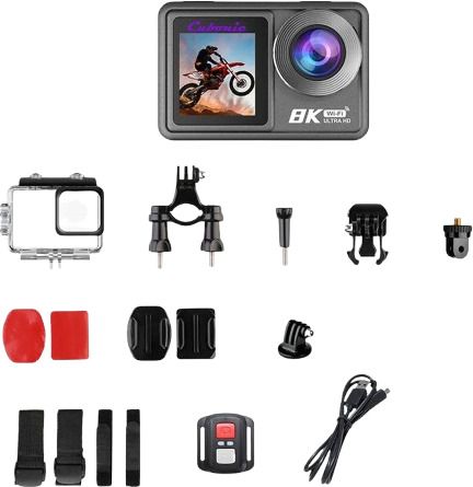 Cubonic 8K Ultra HD 50MP Touch Screen Dual Display for Outdoor Shooting Waterproof Sports & Action Camera