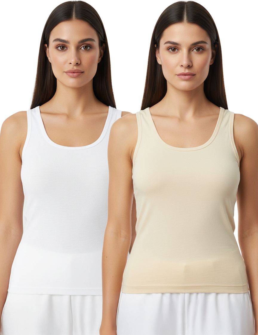 pleasure Women Beige, White Camisole-picture-30
