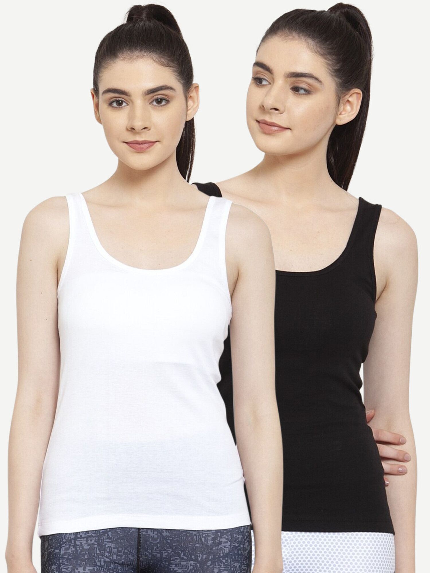 Women White, Black Tank Top/Vest-image-3