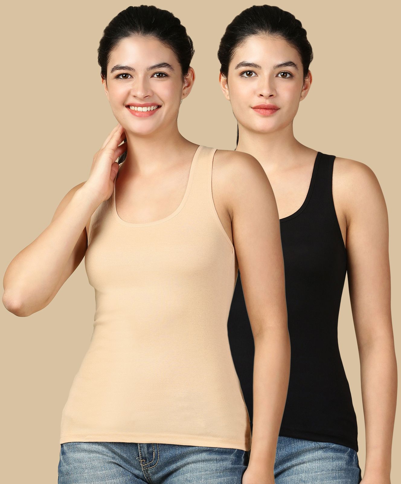 lux cozi Women Black, Beige Tank Top/Vest-picture-25