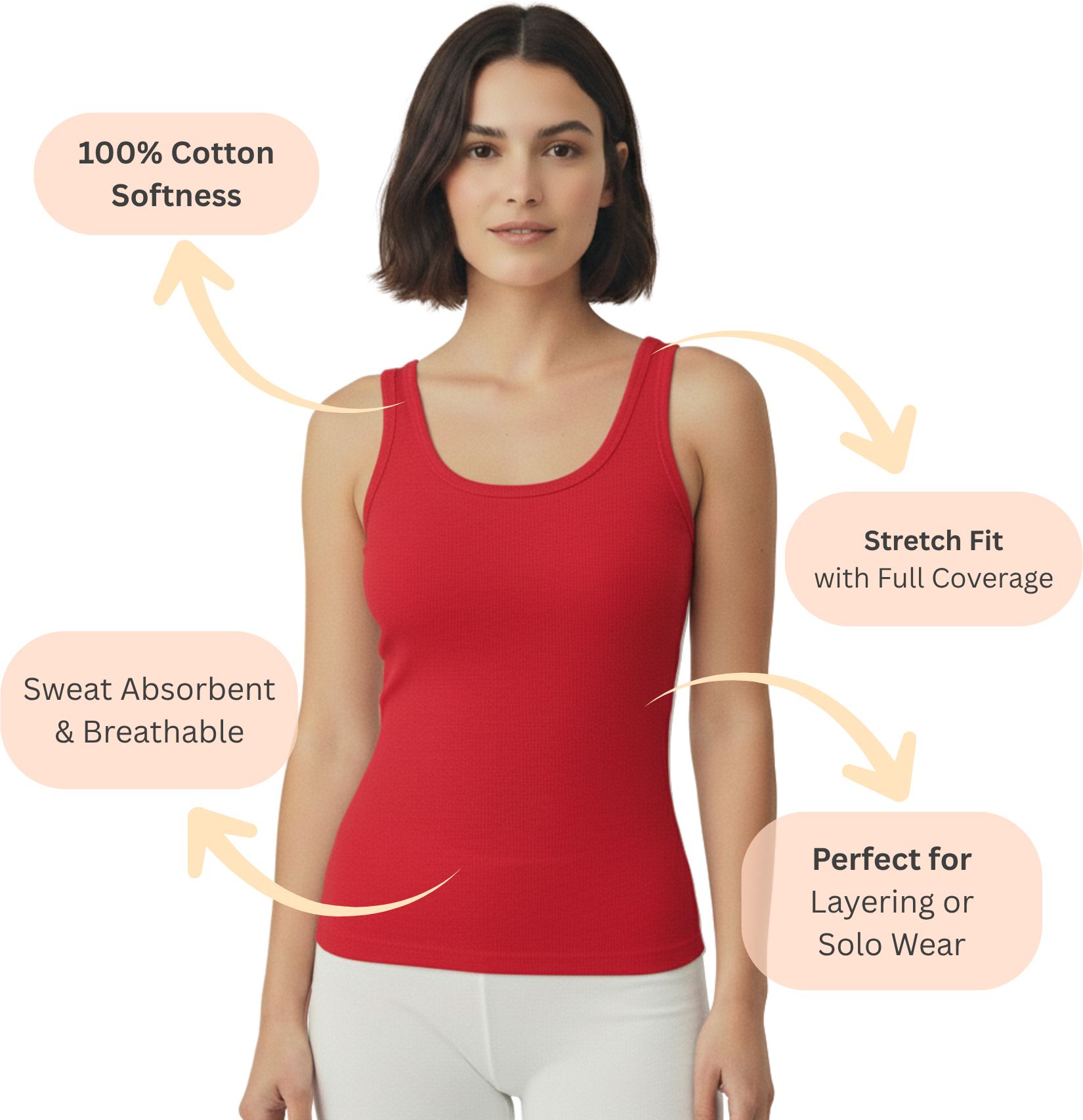 Women Beige, Red Tank Top/Vest-image-40