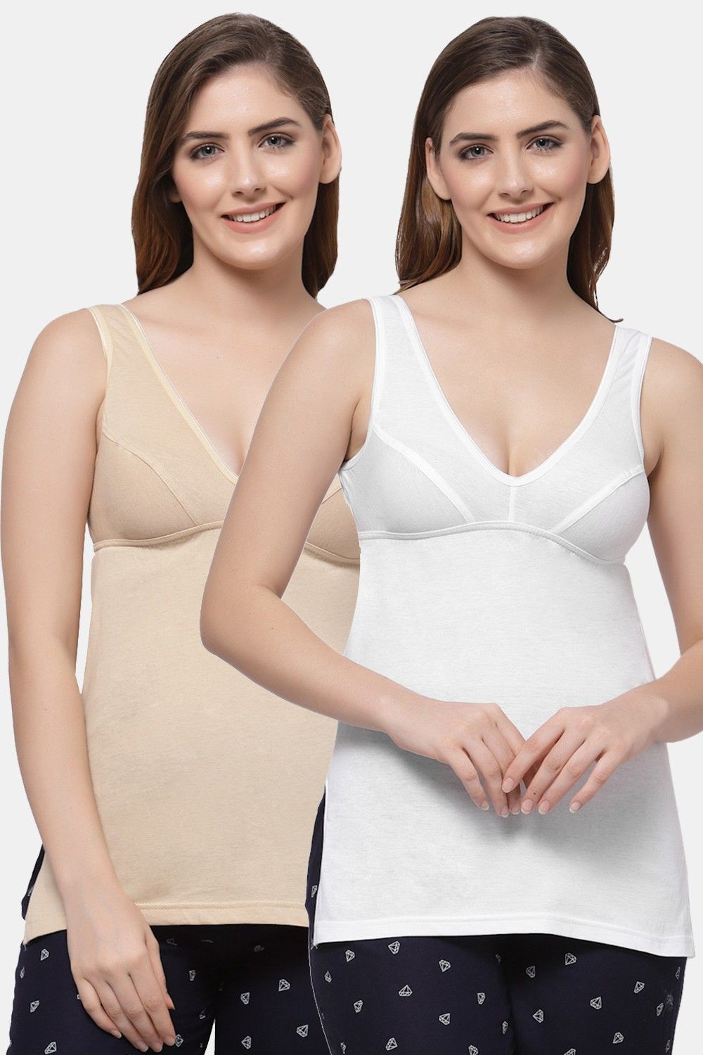 floret Women White, Beige Camisole-picture-15