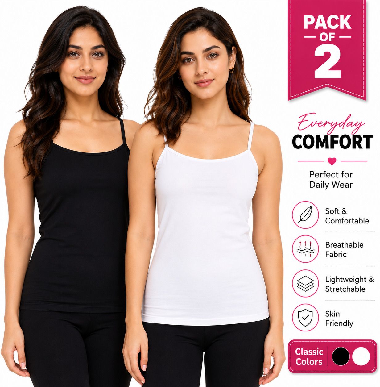 swagte Women Black, White Camisole-picture-52