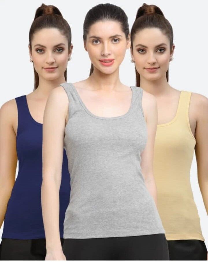 aastikhouse Women Blue, Grey, Beige Camisole-picture-3