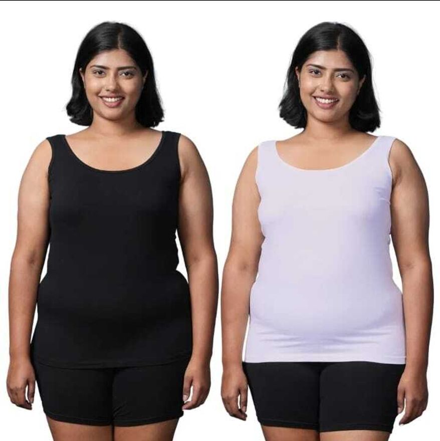 Women White, Black Camisole