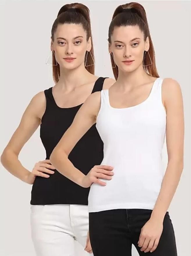 Women Black, White Tank Top/Vest-image-46