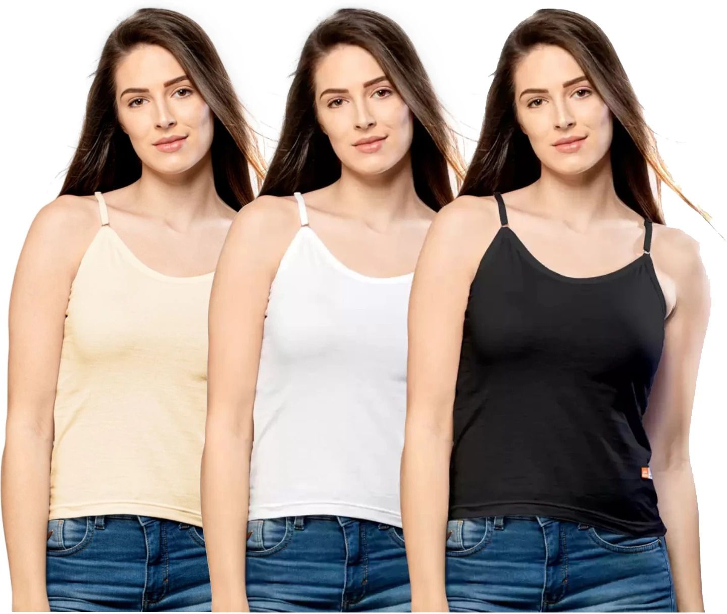 sajata Women Beige, Black, White Camisole-picture-27