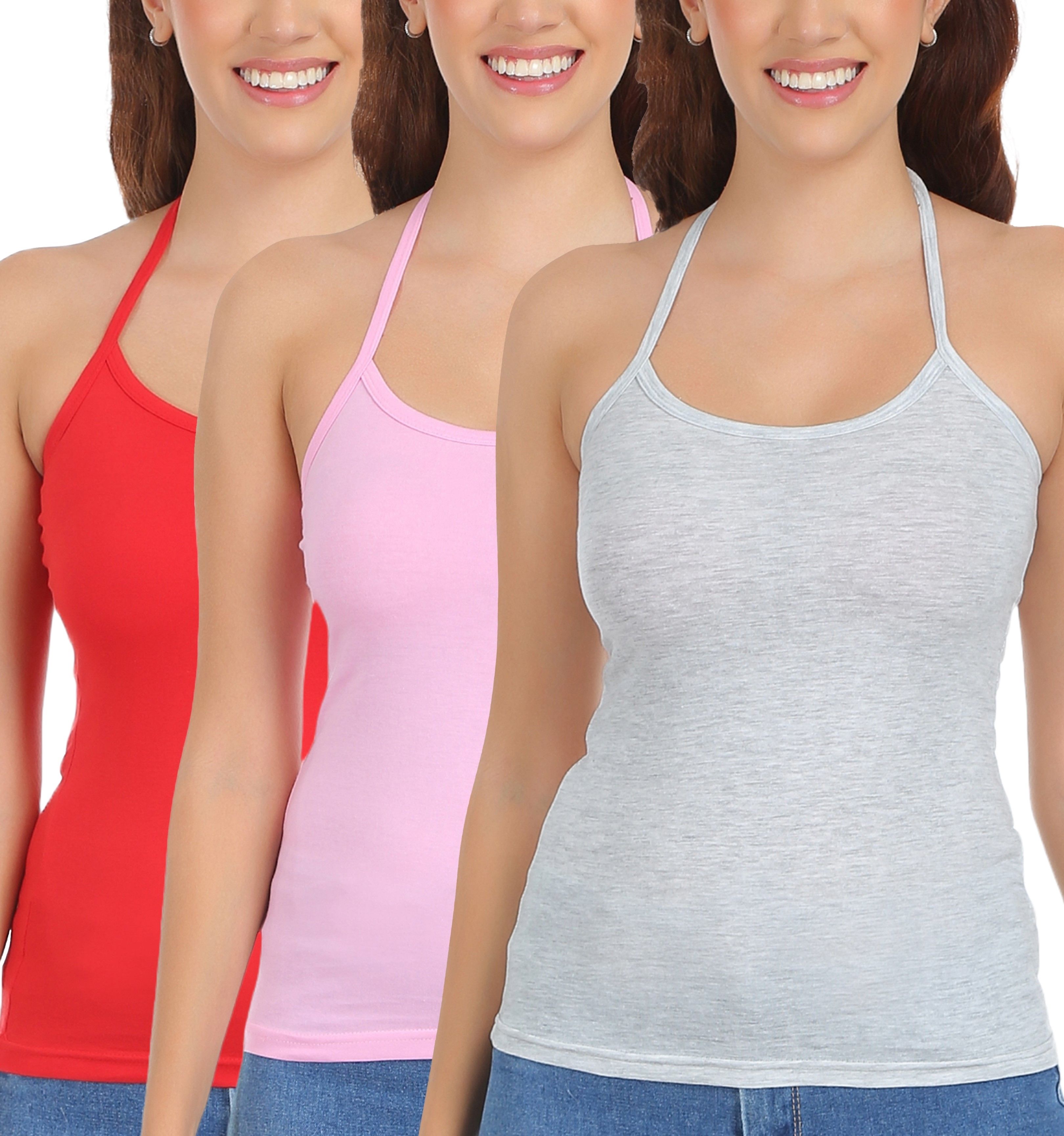 Women Grey, Pink, White Camisole-image-33