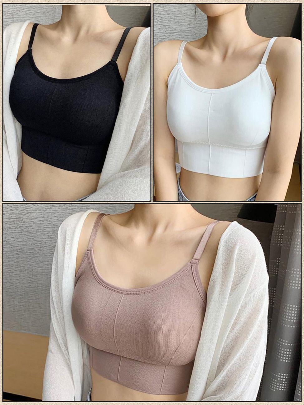 Women Purple, White, Black Camisole-image-33