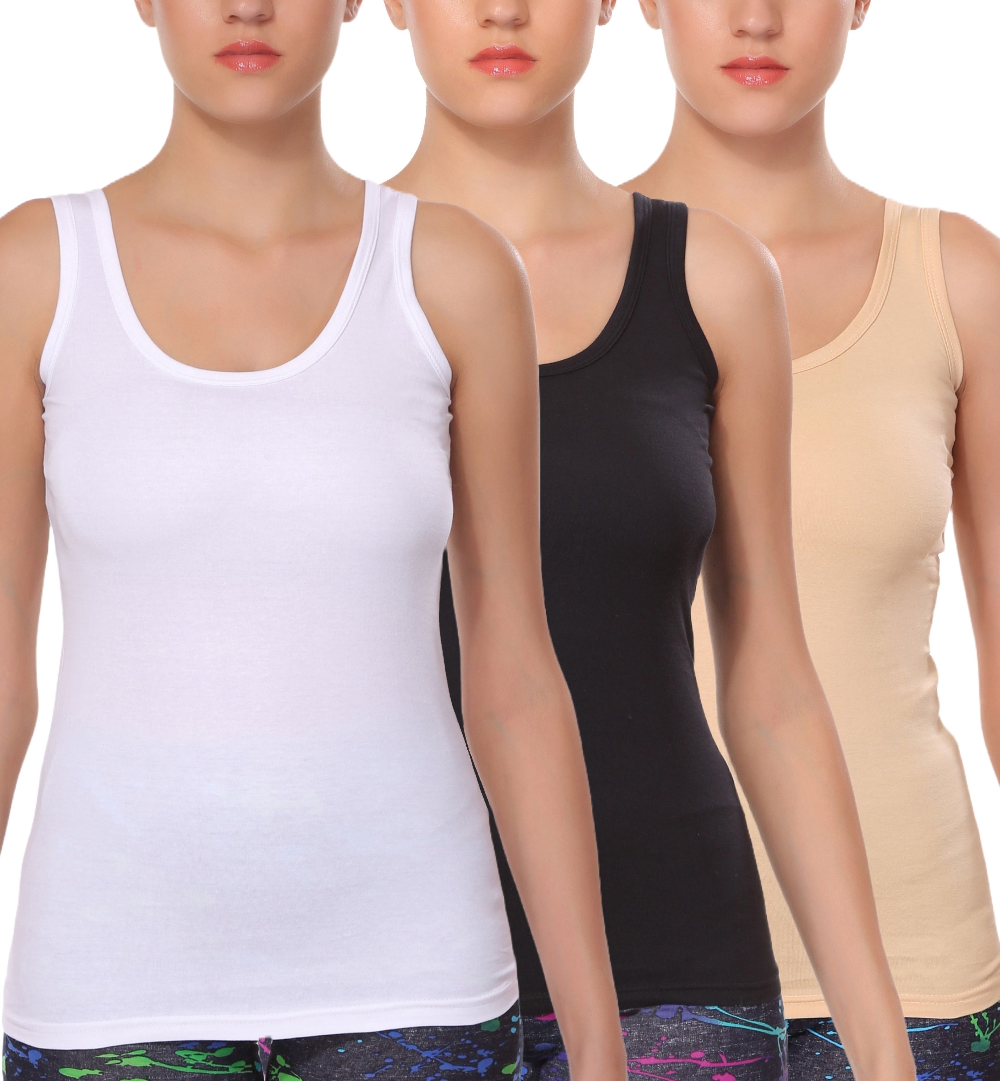 selfcare Women White, Black, Beige Camisole-picture-36