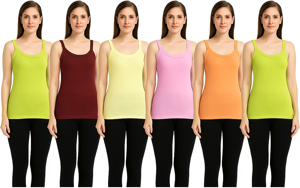 Women Pink, Black, Maroon, Yellow, Green, Orange Tank Top/Vest-image-14