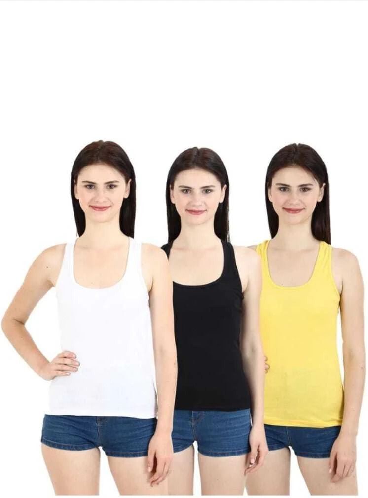 aastikhouse Women White, Black, Yellow Camisole-picture-0