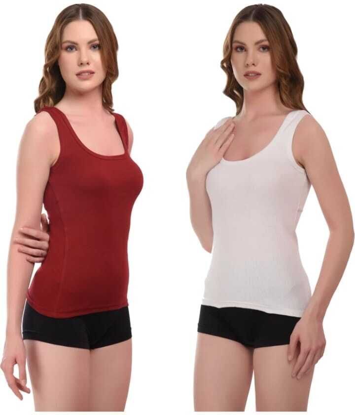 aastikhouse Women White, Maroon Camisole-picture-29