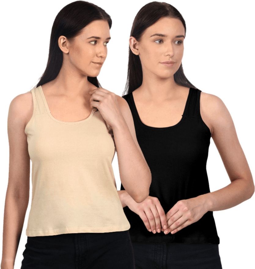 Women Beige, Black Camisole