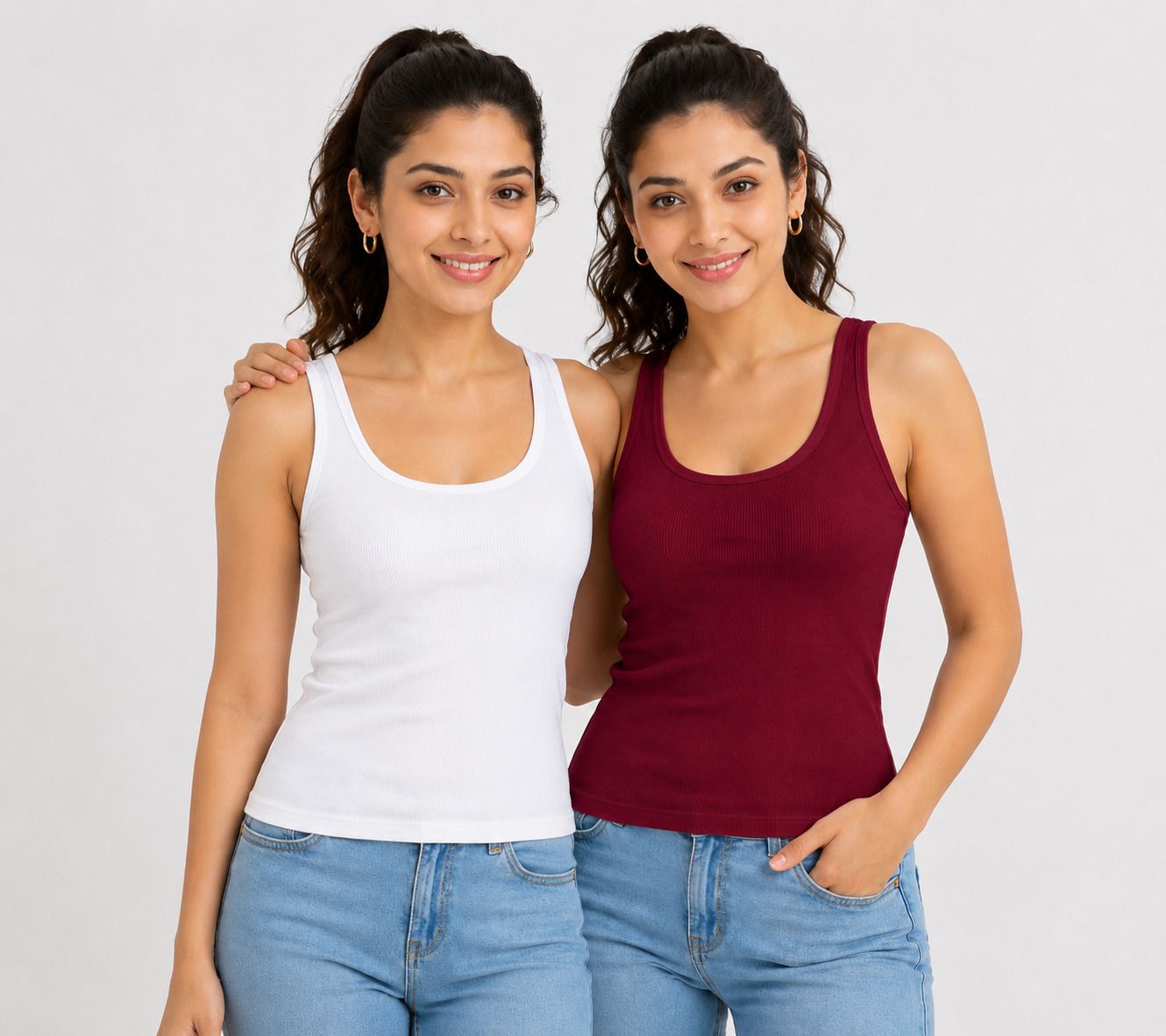 sensira Women White, Maroon Tank Top/Vest-picture-21