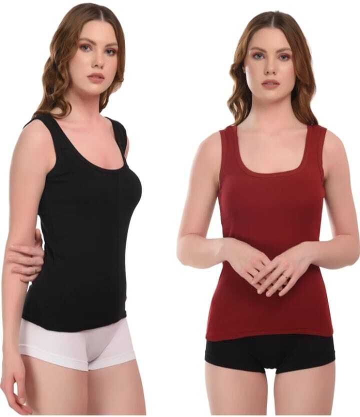aastikhouse Women Maroon, Black Camisole-picture-42