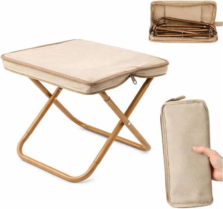 divyash Portable Folding Camping Stool with Carry Bag (Beige) Cam-picture-30