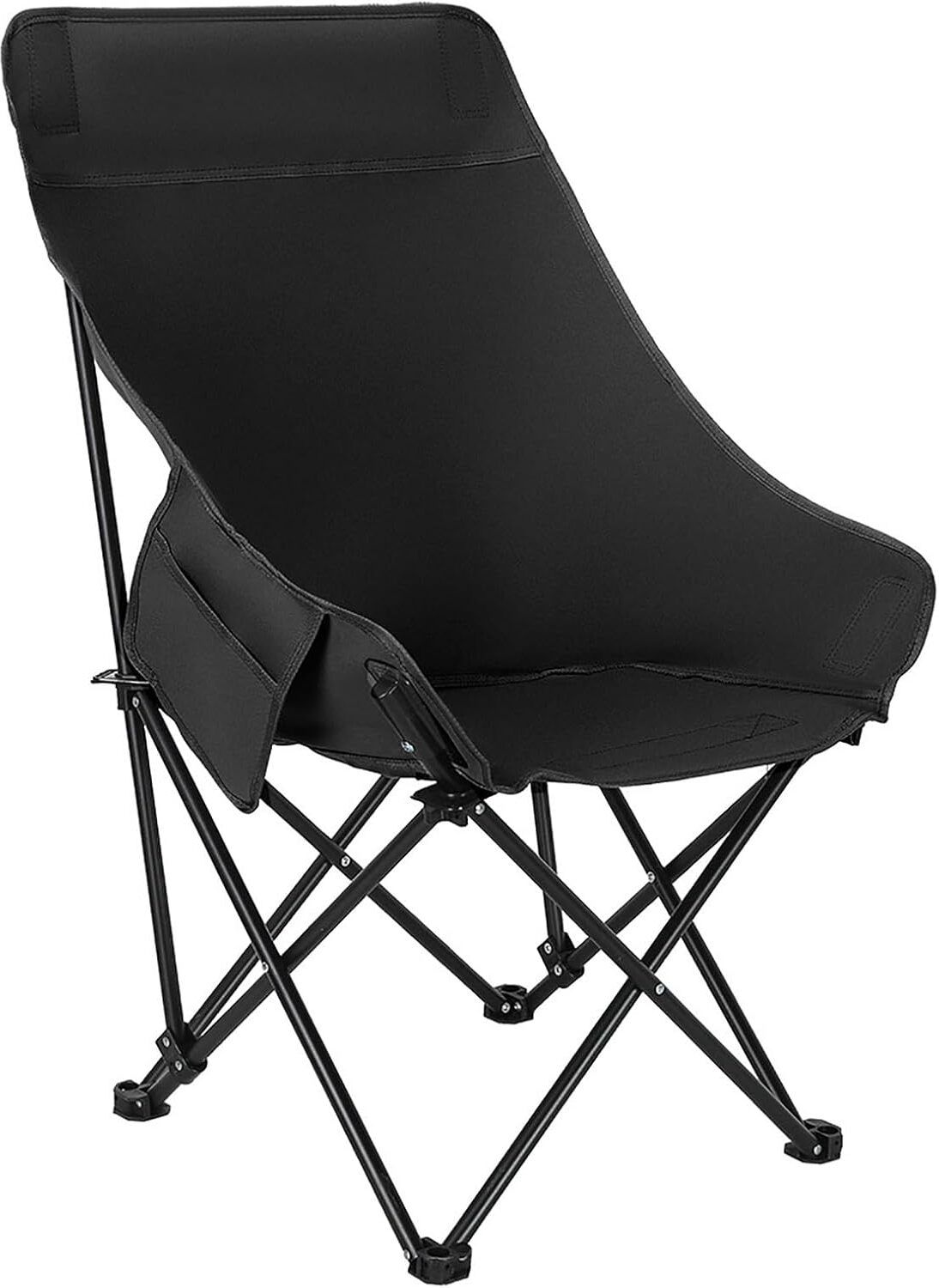 Foldable Camping Chair with High Backrest, Side Pocket & Carry Bag – Multicolor Cam