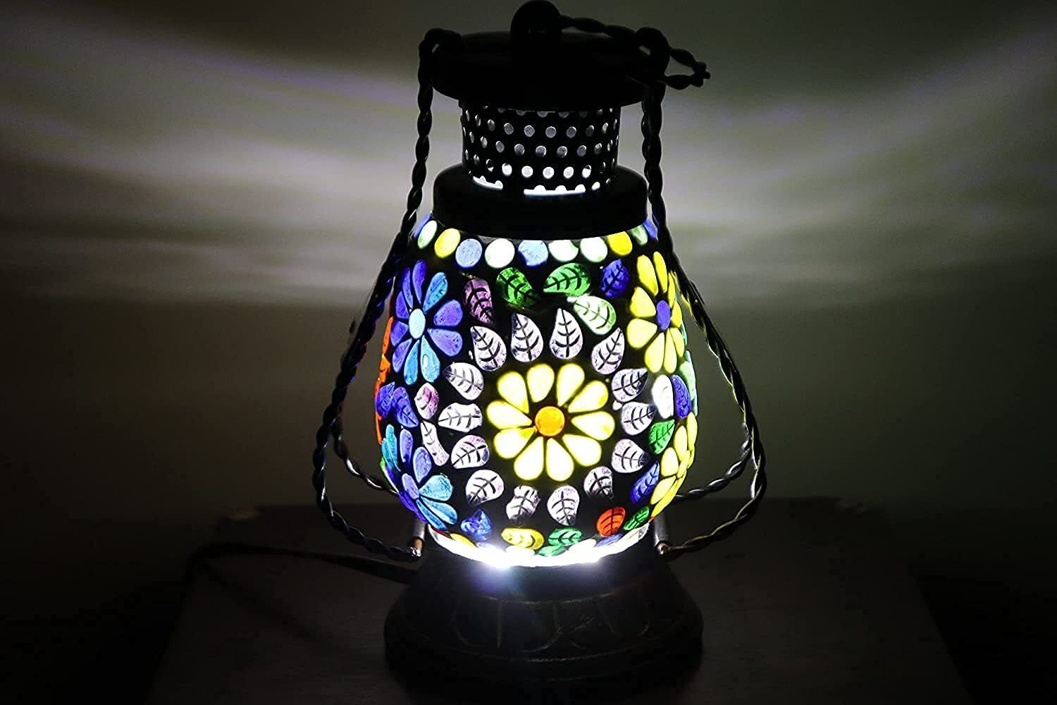 mtiban Electric Lamp/Lantern/ Hanging Decorative Light for Table Lamp/Diwali Home Décor Multicolor Wooden Hanging Lantern-picture-11
