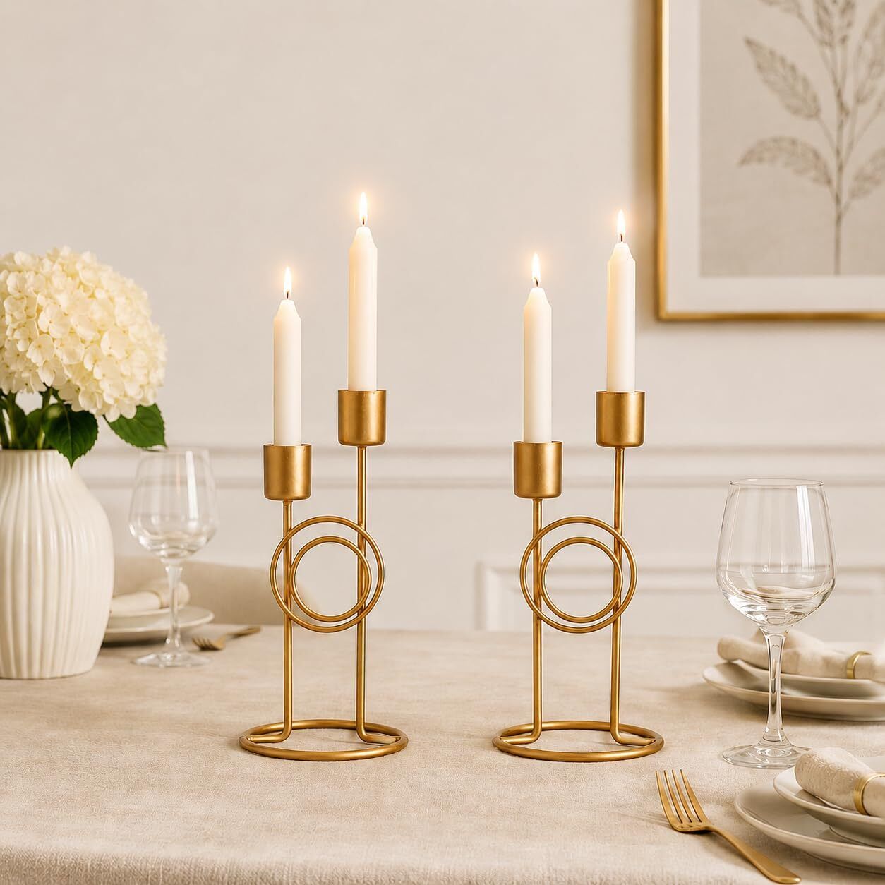 Modern Iron Double Candle Holder Set of 2 Iron 4 - Cup Candle Holder Set-image-32