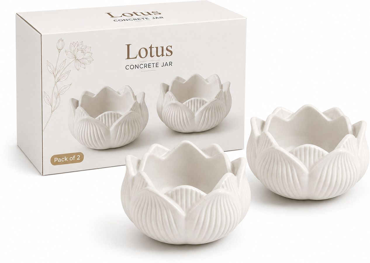 akriti aura Lotus Concrete Jar Resin 2 - Cup Candle Holder-picture-14