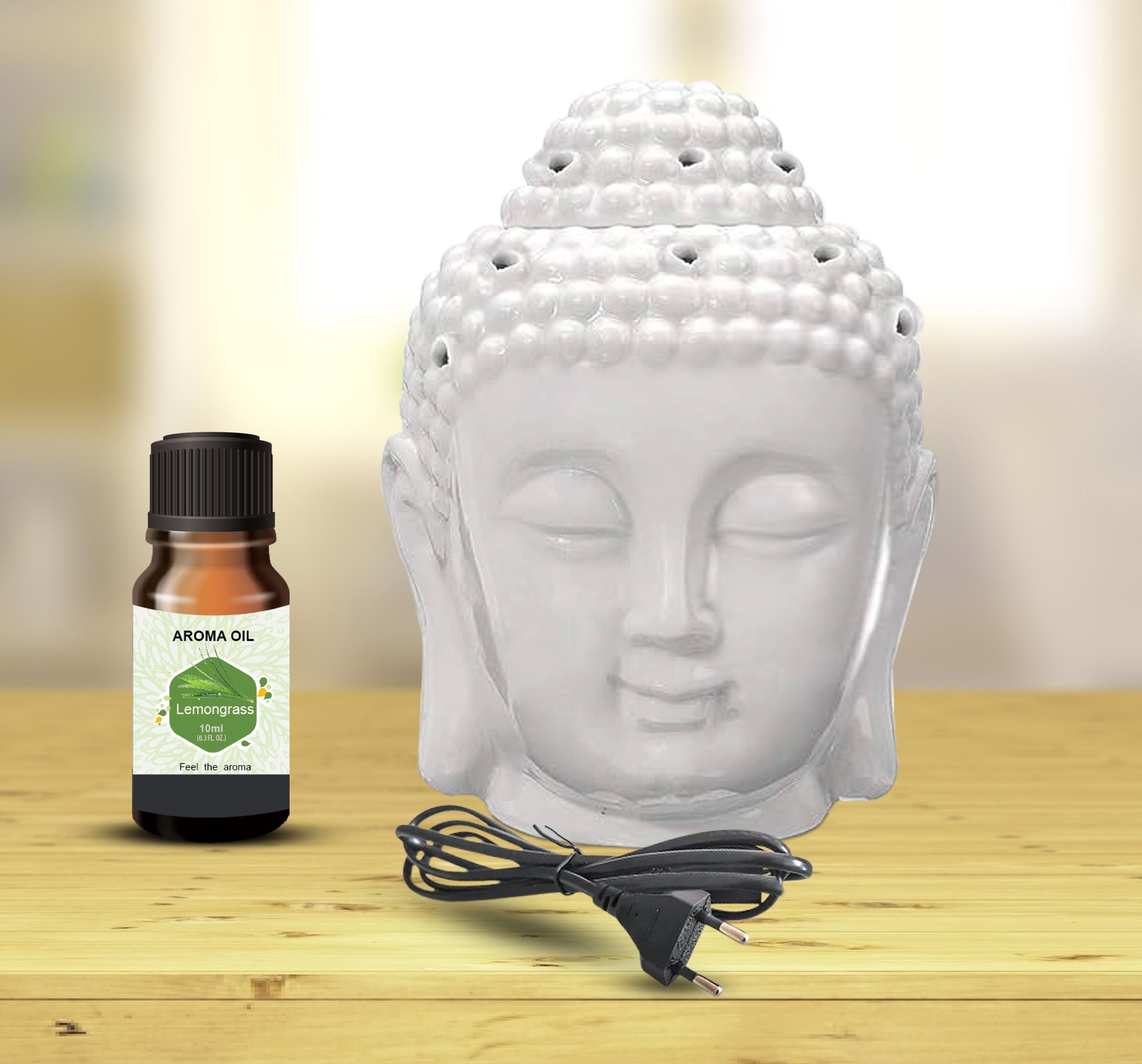 PEEPRESION Ceramic Electric Buddha Head Diffuser With 1 Lemongrass Scented Oil (10Ml Each) Home, Office, Spa, Hotel, Temple Diffuser-picture-18