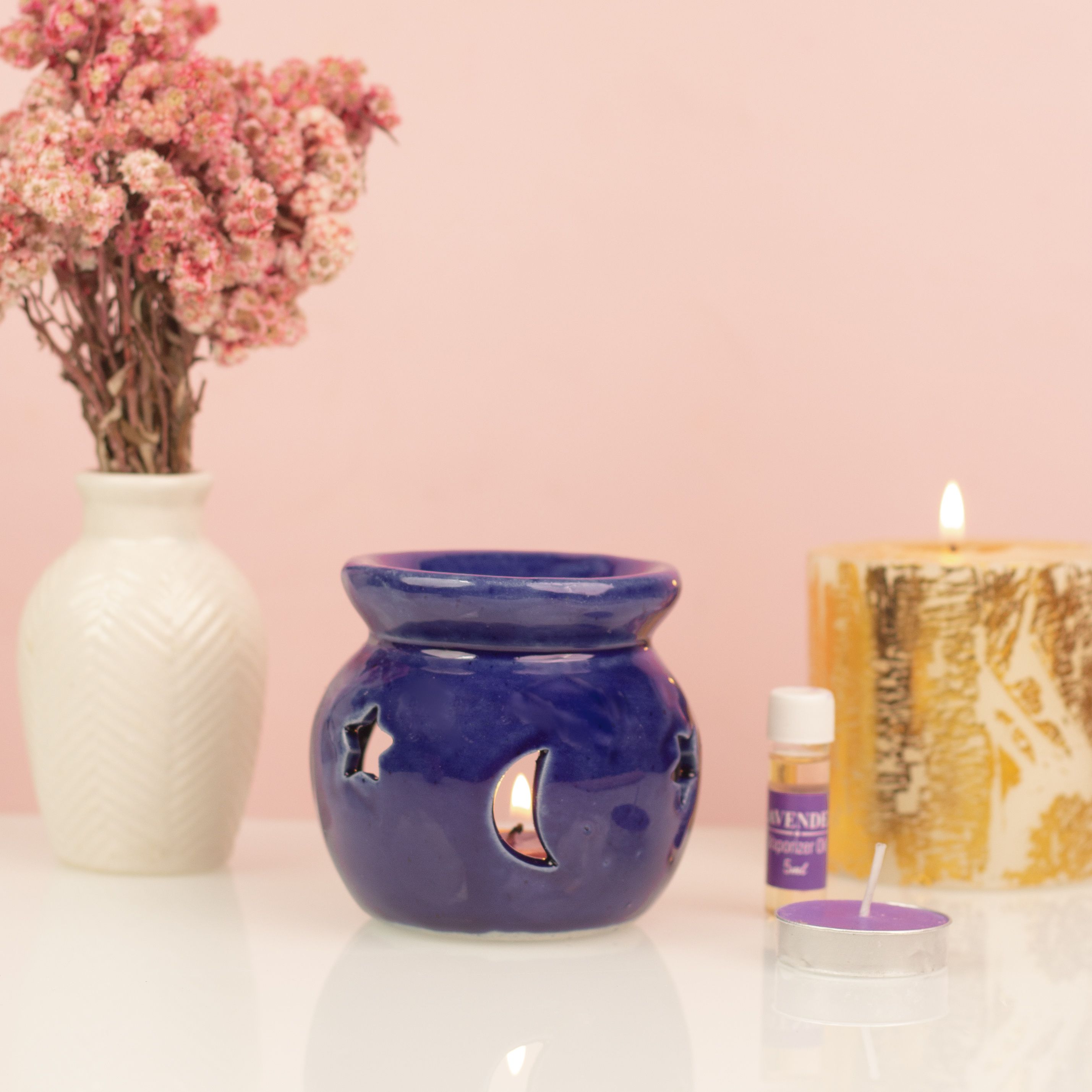 Aroma Diffuser Ceramic, Earthenware 2 - Cup Tealight Holder Set-image-7