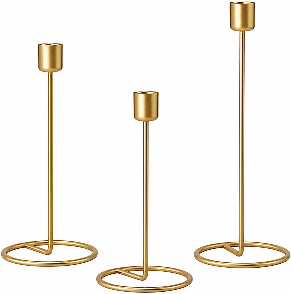nmgh Gold Metal Candle Holder Set of 3 Iron Candle Holder Set-picture-18