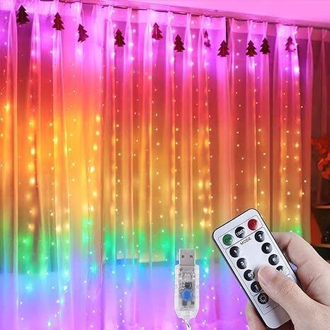 ™Fairy Curtain String Light with 10Hooks, 8 Models Remote Control Curtain Lights Candle-image-45