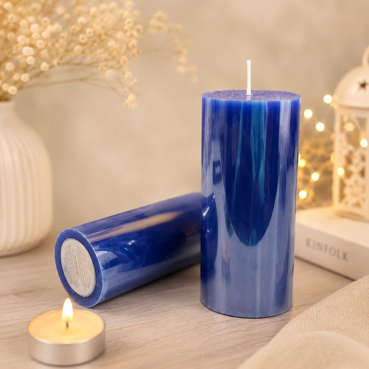 Ocean Breeze Scented Pillar Candle Set of 2 with 1 White Tealight for Home Decor Candle-image-5