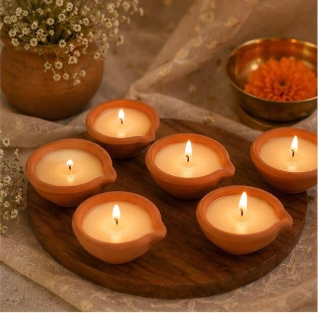 Handmade Soy Wax Designer Diya Candle Set Pack of 24 Pcs Candle-image-11