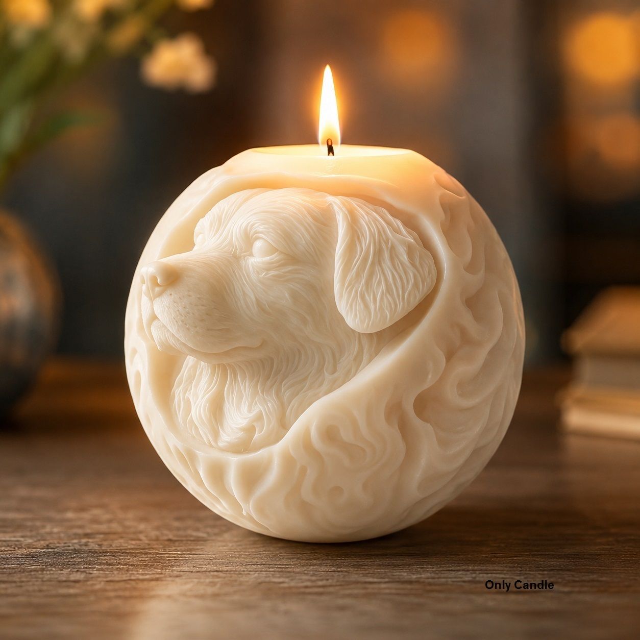 Dog Face Golden Retriever 3D Ball Shape Soy Wax Candle for Home Décor Candle-image-7