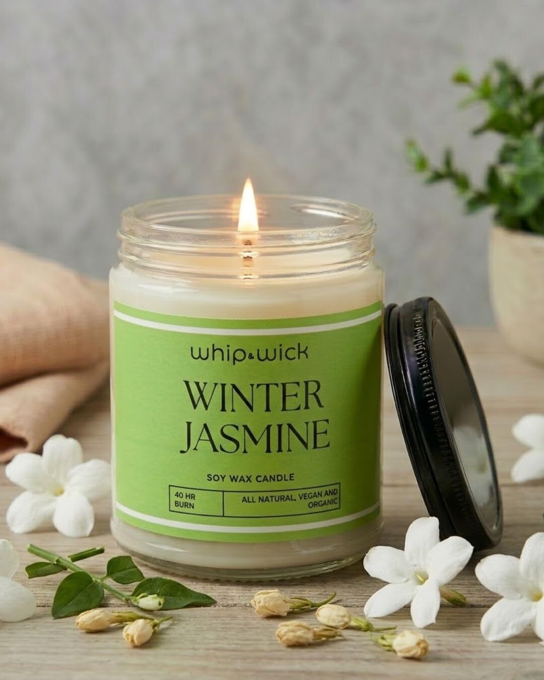 Winter Jasmine Scented Candle | Strong Jasmine Fragrance Candle for Home Décor Candle-image-27