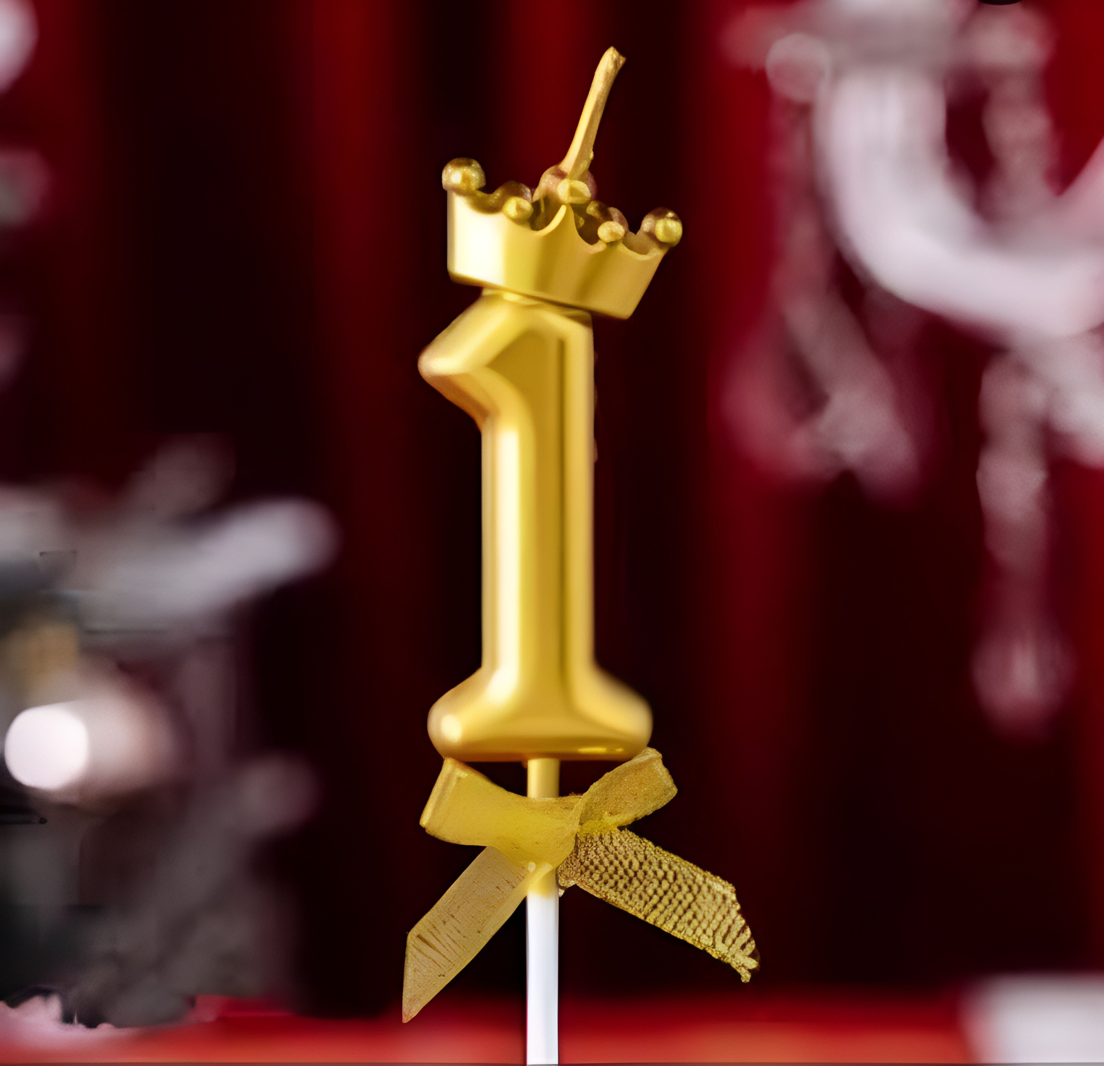 Number 1 Crown Candle for 1st Birthday/Anniversary Party Cake Topper Candle-image-4