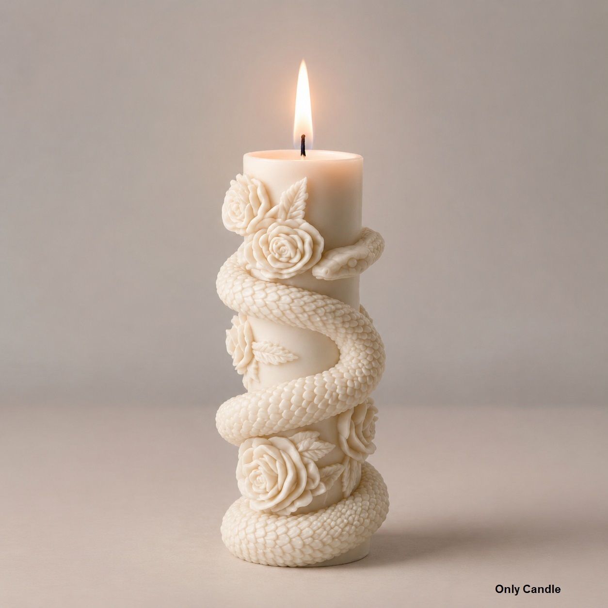 kapiraj shopee Coiled Snake Serpent Wrapped Carved Rose Flower Soy Wax Candle Candle-picture-1