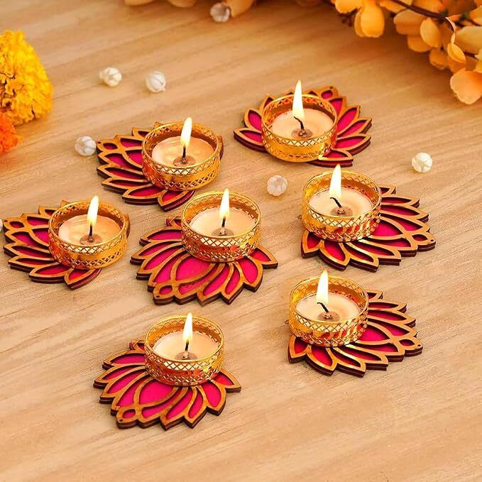 Lotus Tealight Candle Holder for Diwali, Pooja Room, Navratri , Home Decor Candle-image-18