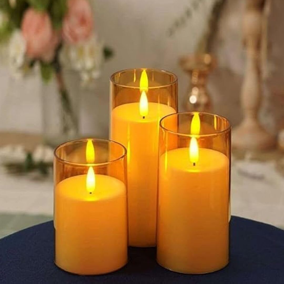 3 pcs Acrylic Wireless LED candle for home decoration Candle