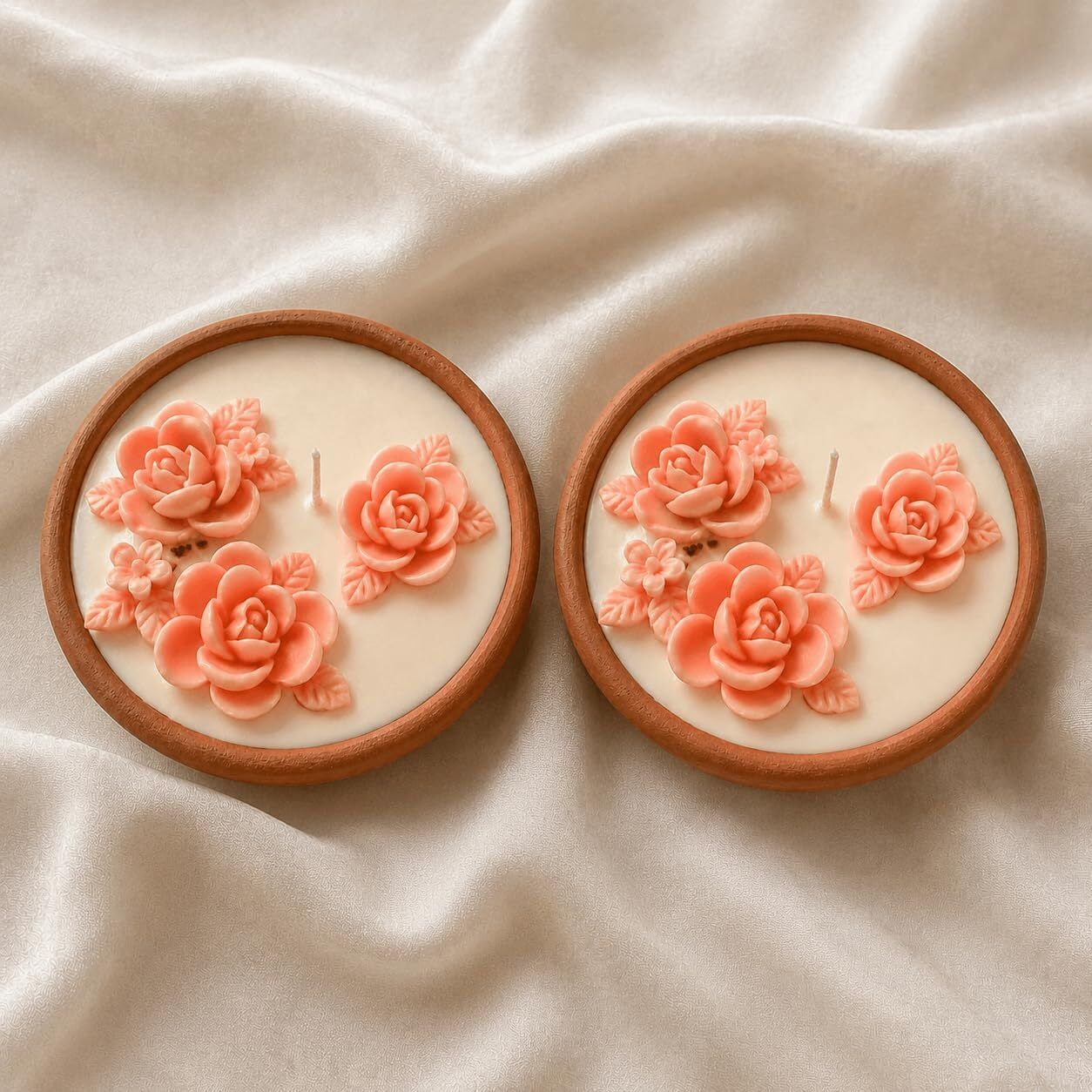 Handcrafted Rose Candle | Clay Bowl | 30+ Hr Burn | Set of 2 | Puja & Gifting" Candle-image-21