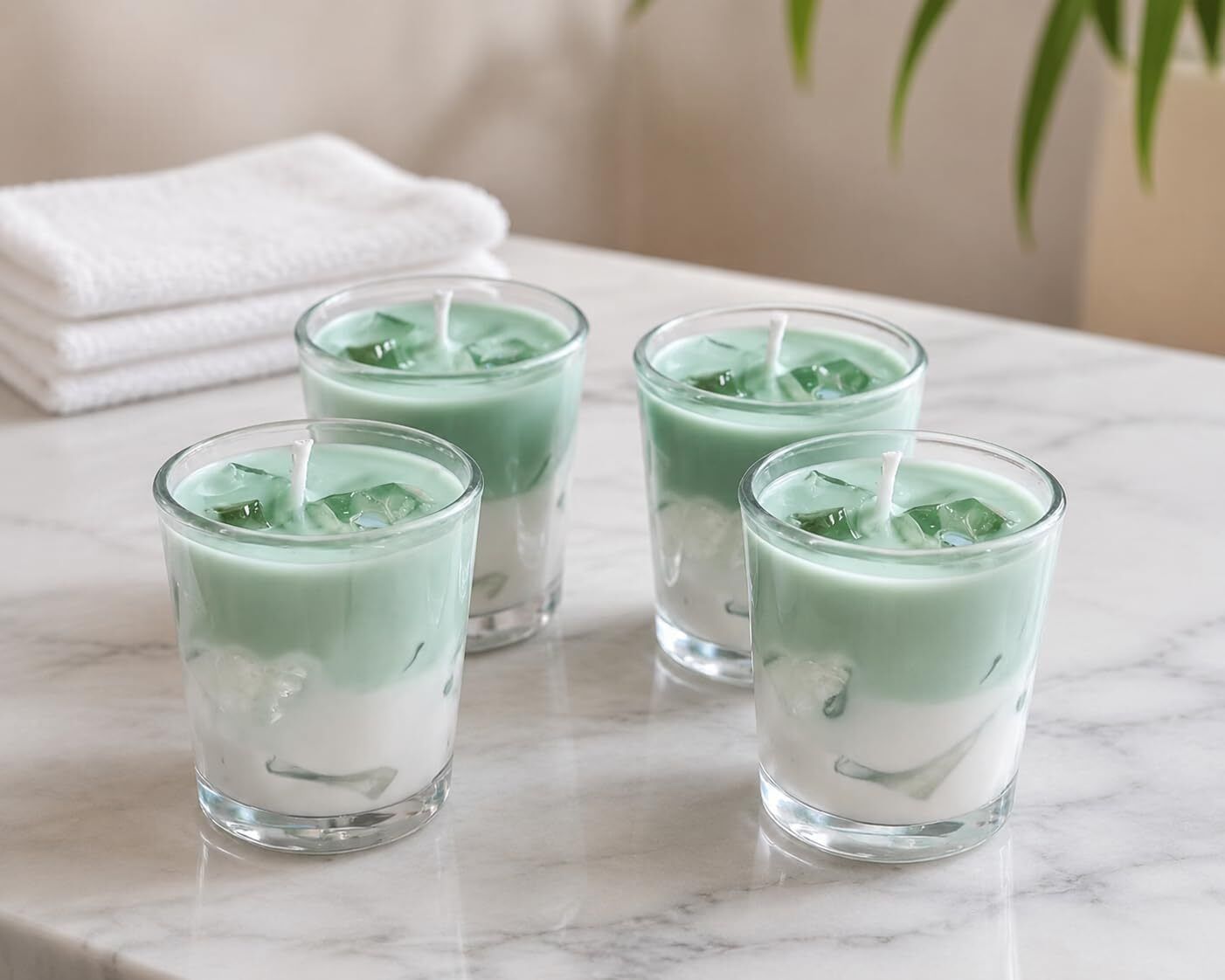 P of 4 Lavender Scented Glass Candles|Decorative Candles for Home Decor &Gifting Candle-image-6