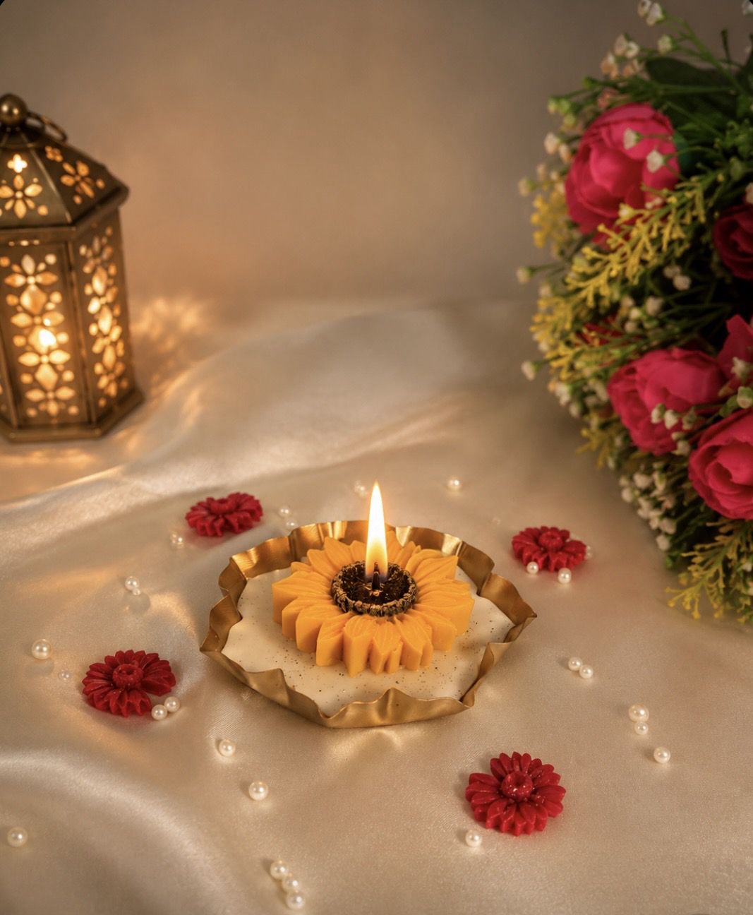 candllight Sunflower Lemongrass scented soy wax urli Candle-picture-13