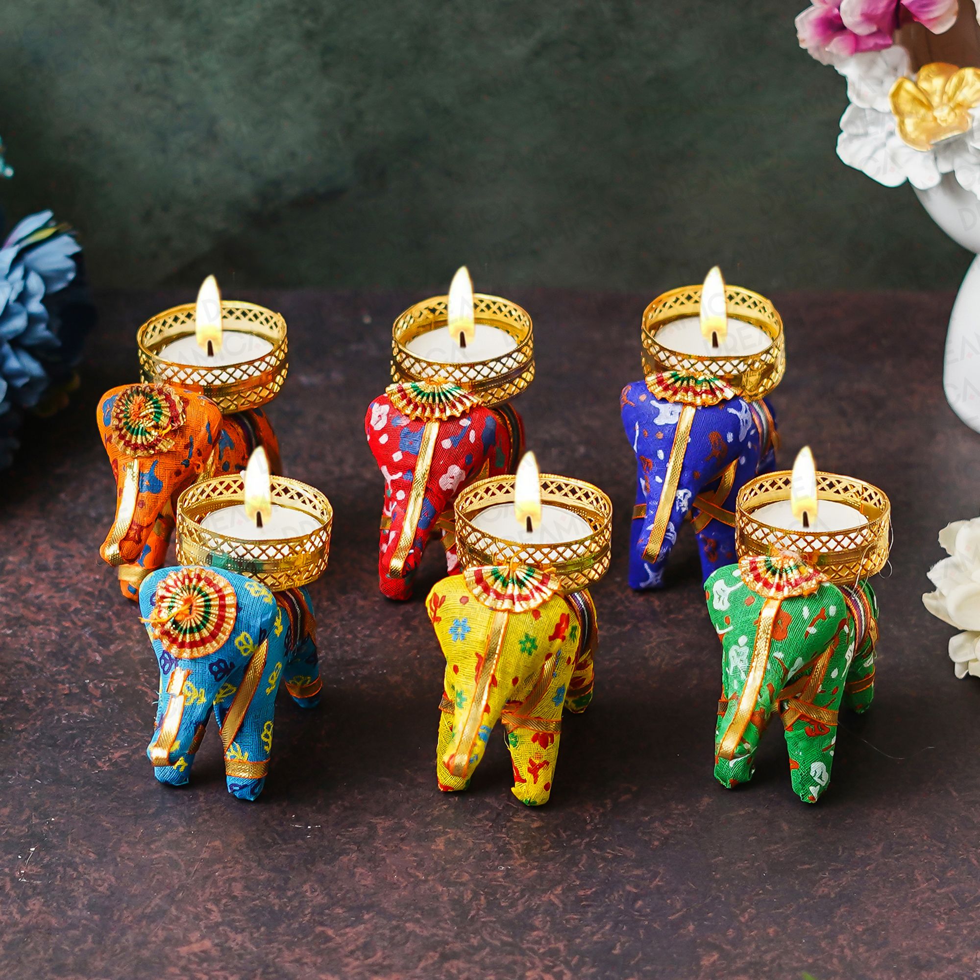 cw Dreamica Pack Of 6 Elephant Candle holders for Decoration with Tealight Candle-picture-15