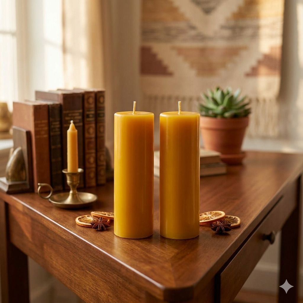 boxglee Lemon Pillar Candles Set of 2 | Scented Long Burning Home Decor Gift A40 Candle-picture-19