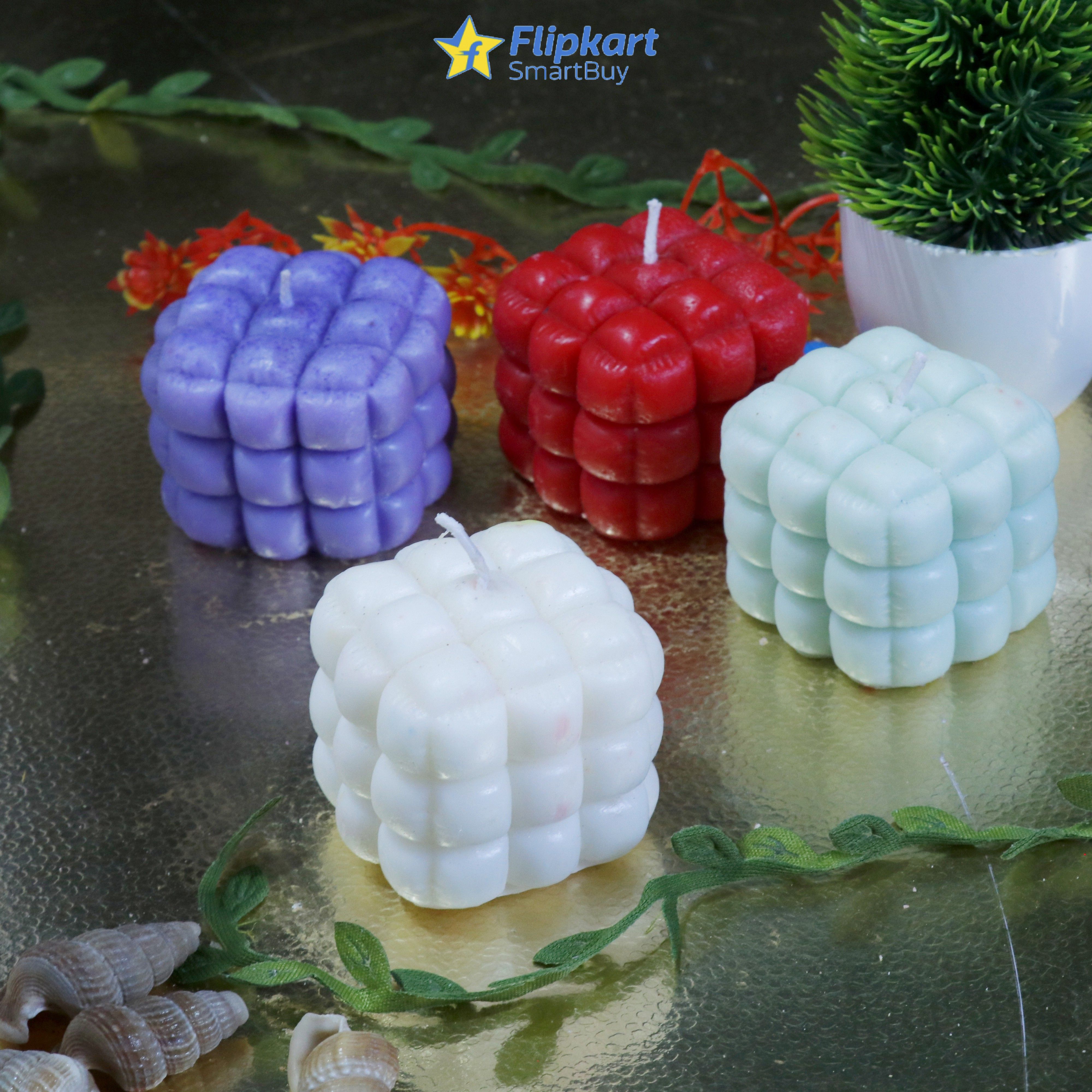 flipkart smartbuy 3D Cube GreenApple Rose Lavender Mogra PO4Scented Candle Candle-picture-30